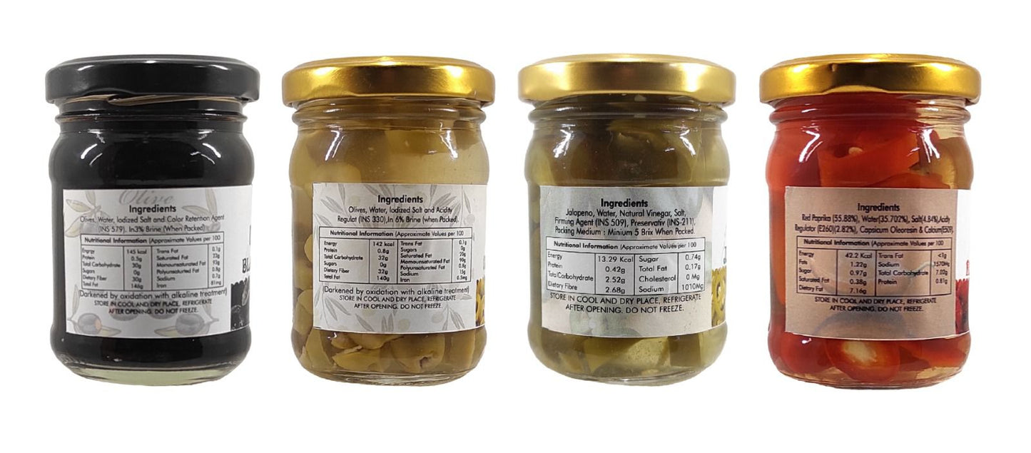Black olive & green olive & jalapeno & red sliced peprika 120ML