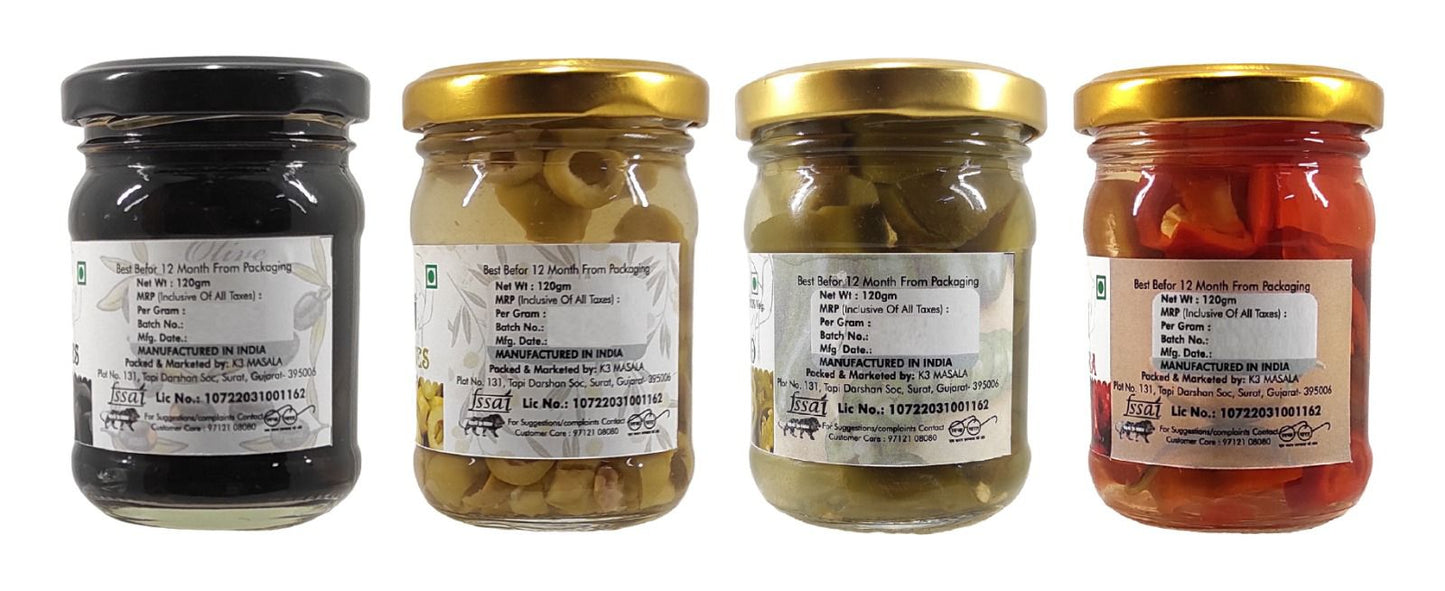 Black olive & green olive & jalapeno & red sliced peprika 120ML