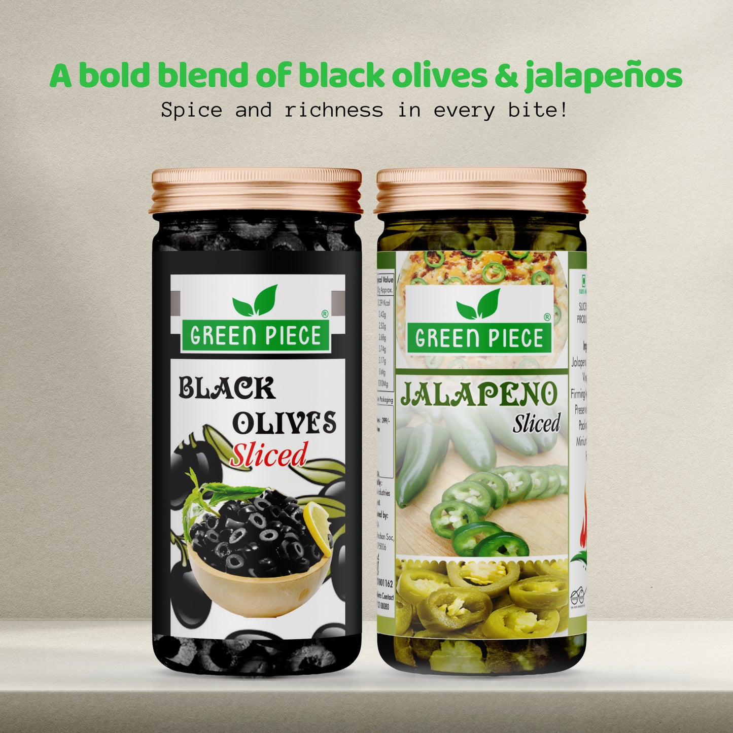 Green Piece   Black olives  and jalapeno Combo Pack 230ML